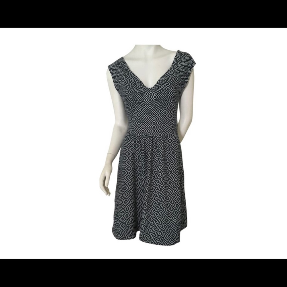 Anthro Navy & White Printed Cut Out Dress